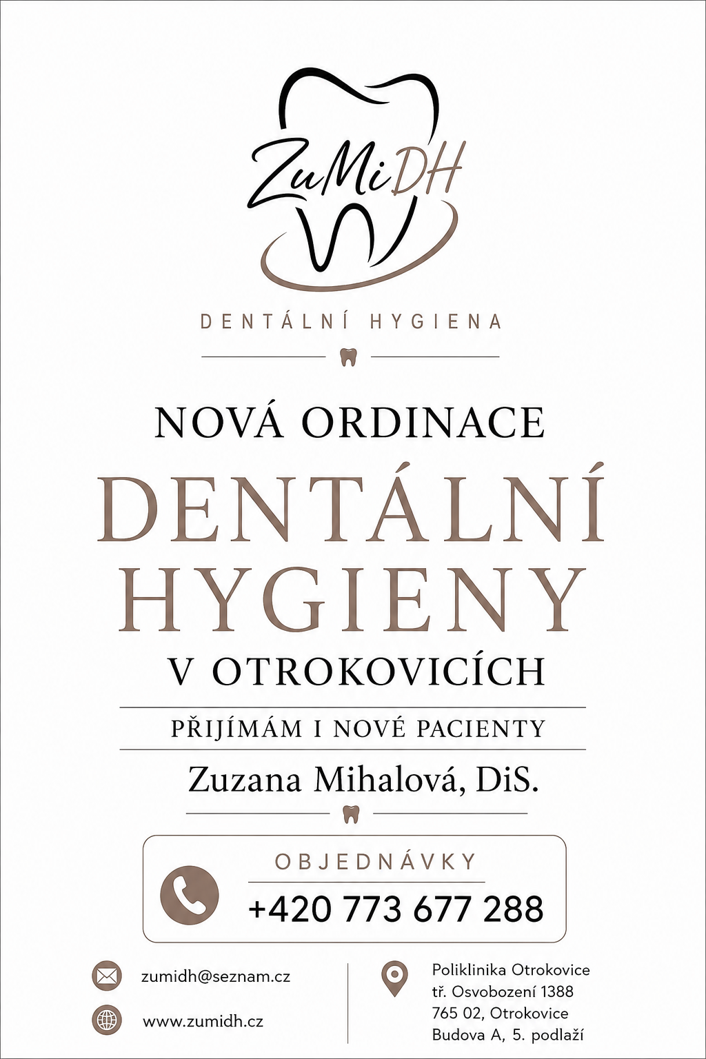 Leták - dentální hygiena Zuzana Mihalová